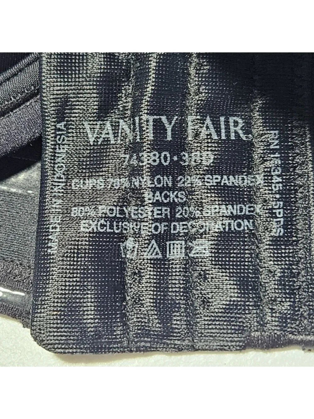 Vanity Fair Bra Size Size 38D Full Figure Strapless Underwire Padded Black